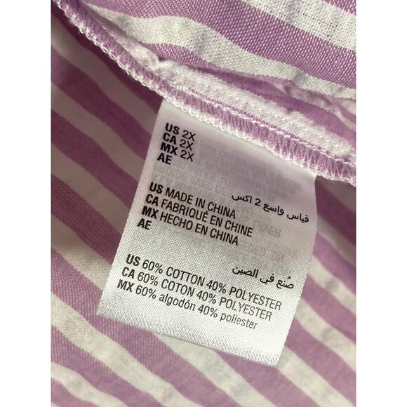 And Now This Striped Shirt Purple & Pink ~ Size 2X or Roomy L ~ Cool Relaxed Fit - Picture 5 of 10